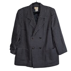 Vintage Louis Feraud Classic Black and White Plaid Blazer